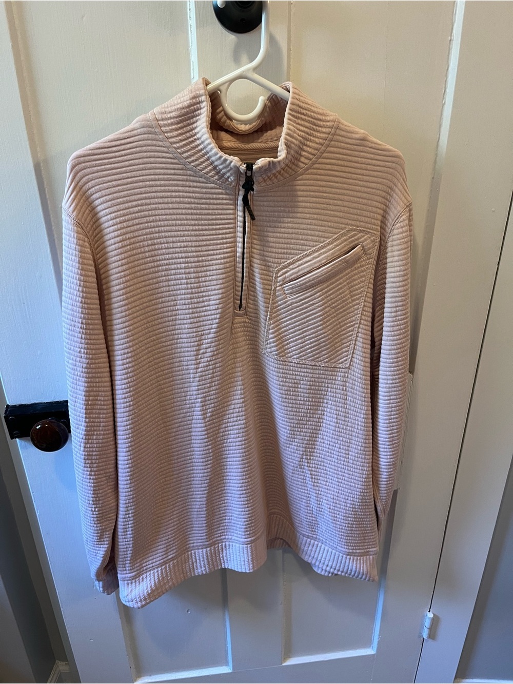 BILLY REID | QUILTED HALF ZIP Sweater Light Coral Pink Size Large